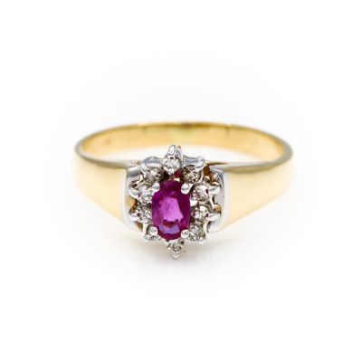14K Two-Tone Gold Oval Cut Ruby & Diamond Ring [OECR10133-12]