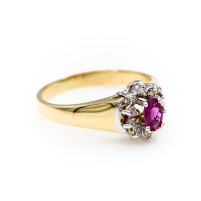 14K Two-Tone Gold Oval Cut Ruby & Diamond Ring [OECR10133-12]