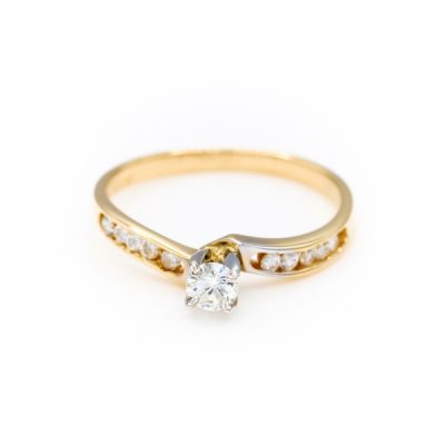14K Two-Tone Gold 0.17CT 0.37TW VS2 G to H Round Diamond Ring [OECR10134-12]