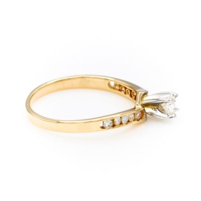 14K Two-Tone Gold 0.17CT 0.37TW VS2 G to H Round Diamond Ring [OECR10134-12]