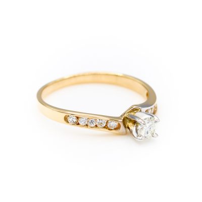 14K Two-Tone Gold 0.17CT 0.37TW VS2 G to H Round Diamond Ring [OECR10134-12]