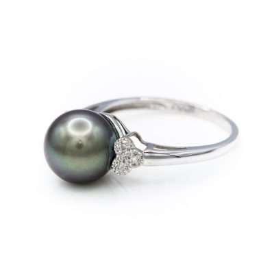 10K White Gold Tahitian Pearl Women's Ring [OECR1099-12]