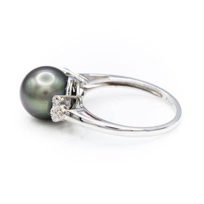 10K White Gold Tahitian Pearl Women's Ring [OECR1099-12]