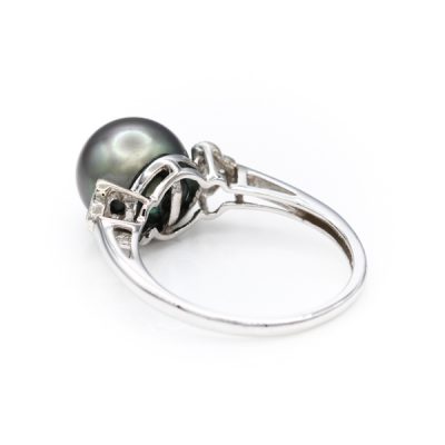 10K White Gold Tahitian Pearl Women's Ring [OECR1099-12]