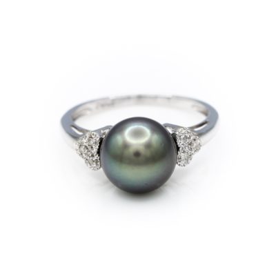 10K White Gold Tahitian Pearl Women's Ring [OECR1099-12]