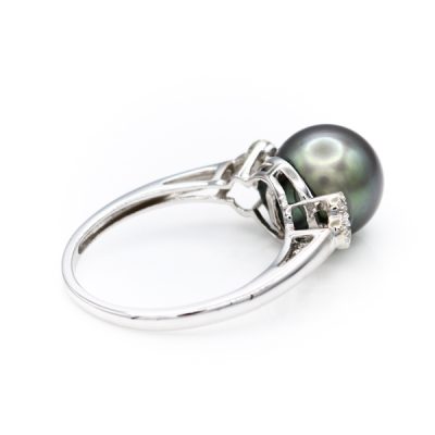 10K White Gold Tahitian Pearl Women's Ring [OECR1099-12]