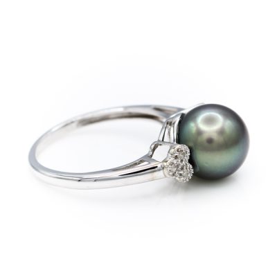 10K White Gold Tahitian Pearl Women's Ring [OECR1099-12]