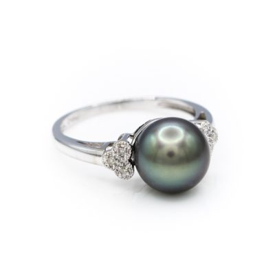 10K White Gold Tahitian Pearl Women's Ring [OECR1099-12]